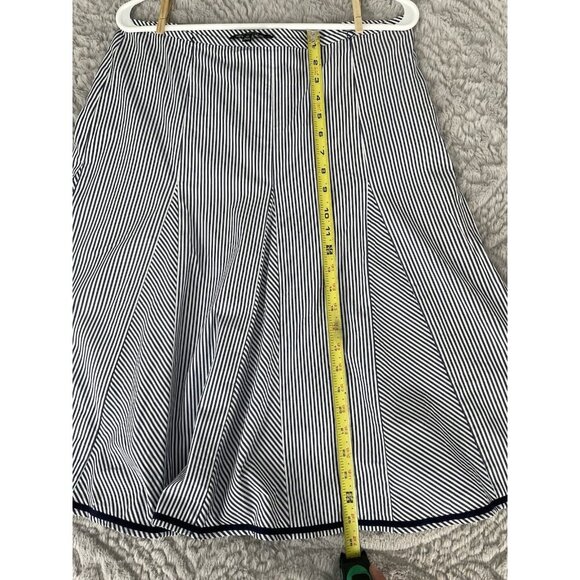 Talbots Navy Blue and White Striped Midi A Line Skirt Women's Size 10 - Picture 7 of 7